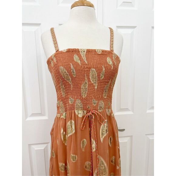 Z&L Europe Womens Mauve Pink Sophia Paisley Print Smocked Maxi Dress Size Medium - Picture 2 of 7